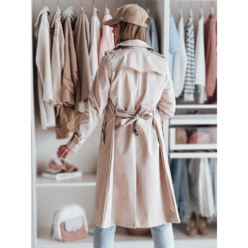 Dámský dlouhý kabát s páskem SLIMFOTA bílý