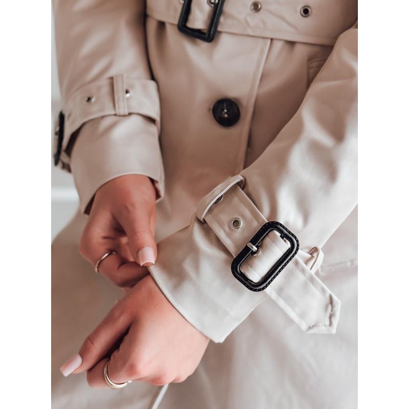 Dámský dlouhý kabát s páskem SLIMFOTA bílý