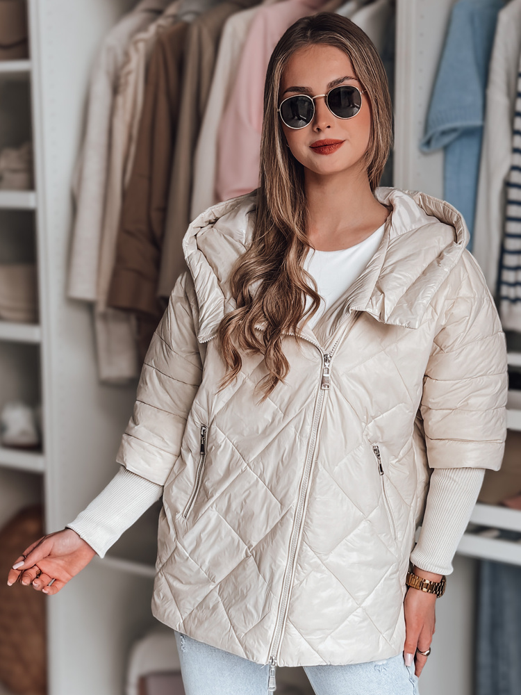 Dámska prechodna prešívaná bunda oversize PUFFILOF svetlo béžová