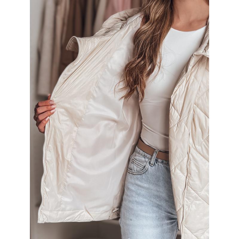 Dámská přechodová prošívaná bunda oversize PUFFILOF světle béžová