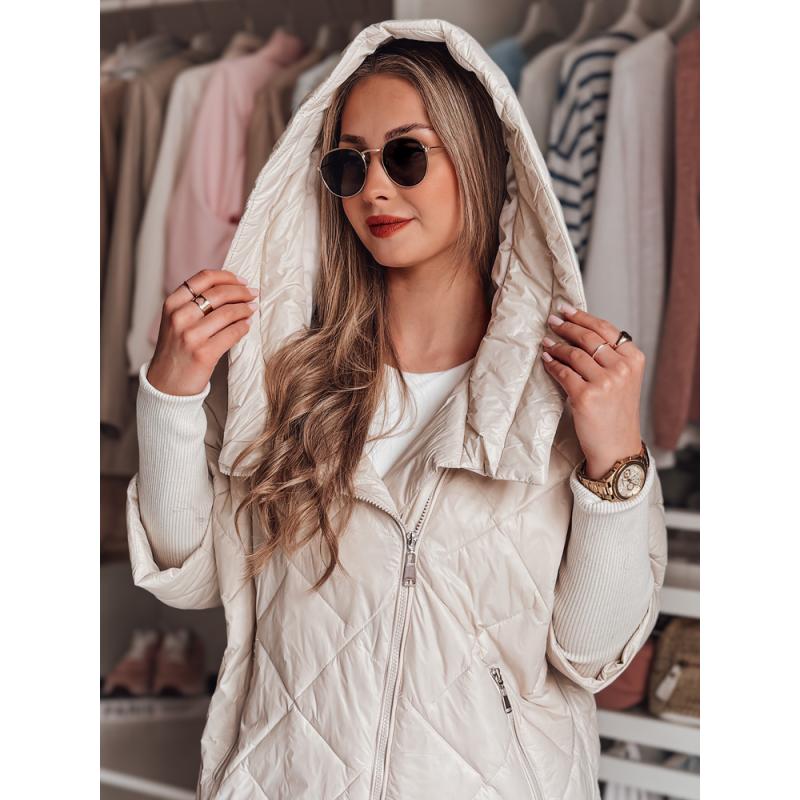 Dámská přechodová prošívaná bunda oversize PUFFILOF světle béžová