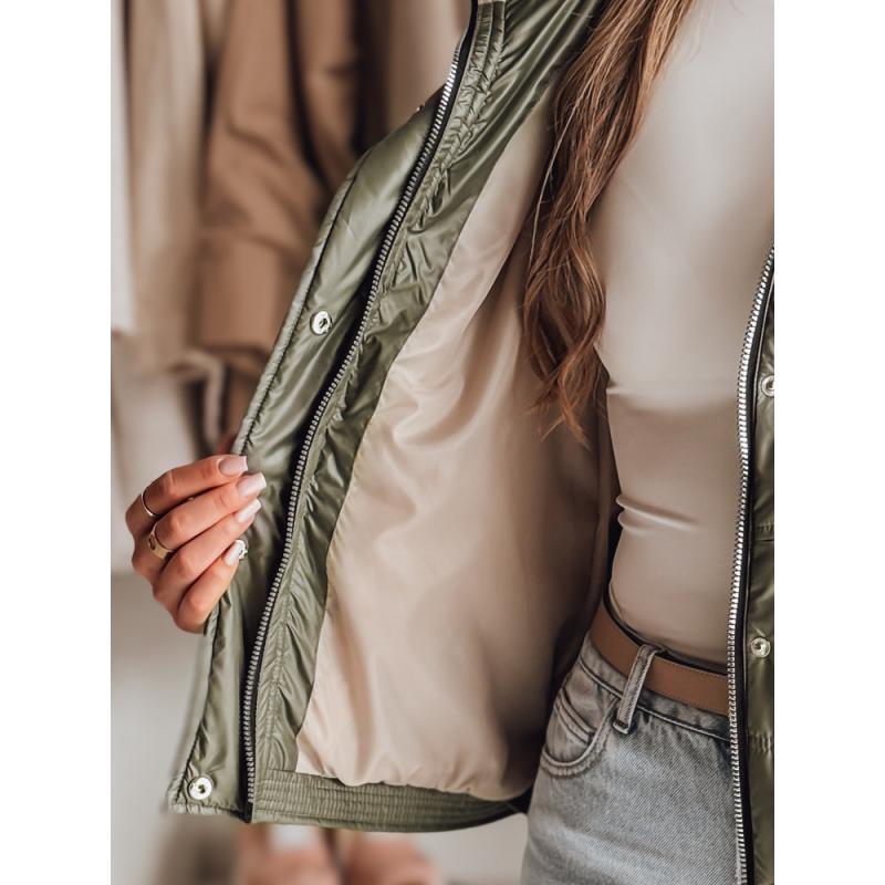 Dámska prešívaná bunda s kapucňou NIVESSO zelená