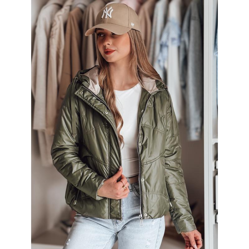 Dámska prešívaná bunda s kapucňou NIVESSO zelená