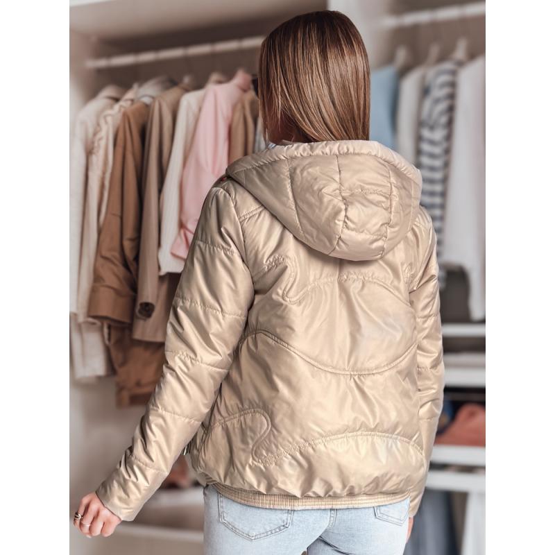 Dámska prešívaná bunda s kapucňou NIVESSO béžová