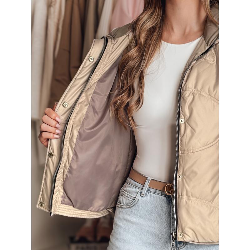 Dámska prešívaná bunda s kapucňou NIVESSO béžová