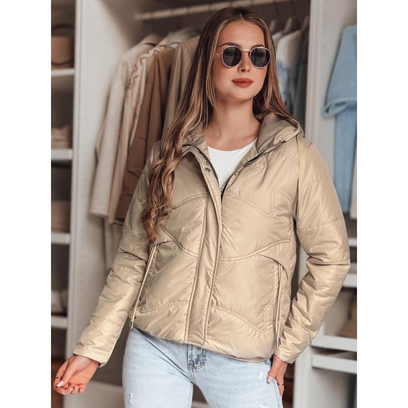 Dámska prešívaná bunda s kapucňou NIVESSO béžová