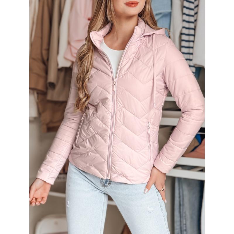 Dámská přechodová prošívaná bunda ZIPZAB světle růžová