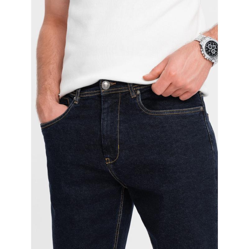 Pánské džínové šortky s ohrnutými nohavicemi - tmavě modré V1 OM-SRDS-0134