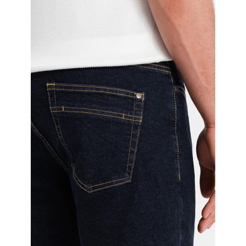 Pánské džínové šortky s ohrnutými nohavicemi - tmavě modré V1 OM-SRDS-0134