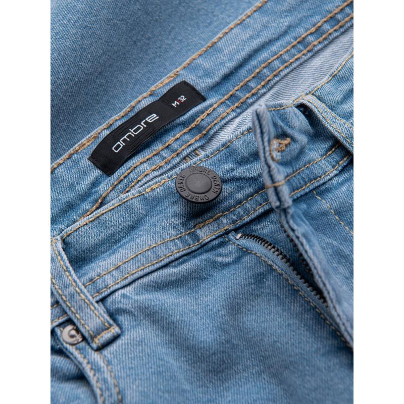 Pánské džínové kraťasy s ohrnutými nohavicemi - modré V2 OM-SRDS-0134