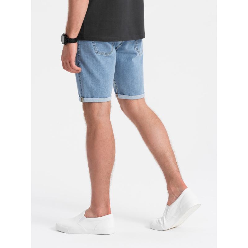 Pánské džínové kraťasy s ohrnutými nohavicemi - modré V2 OM-SRDS-0134