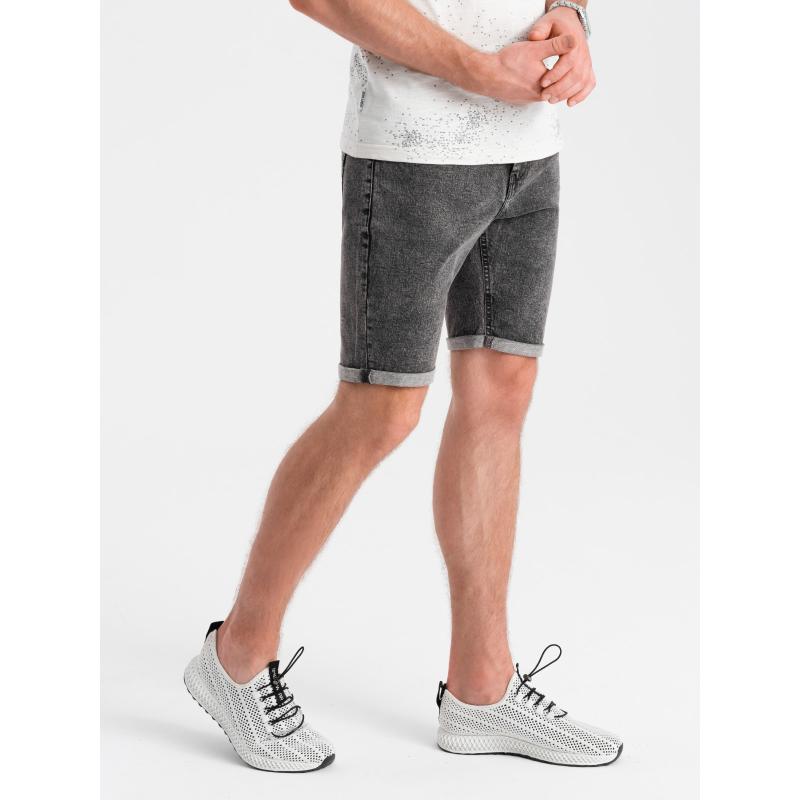 Férfi farmer rövidnadrág felhajtott lábakkal - szürke V3 OM-SRDS-0134 OM-SRDS-0134