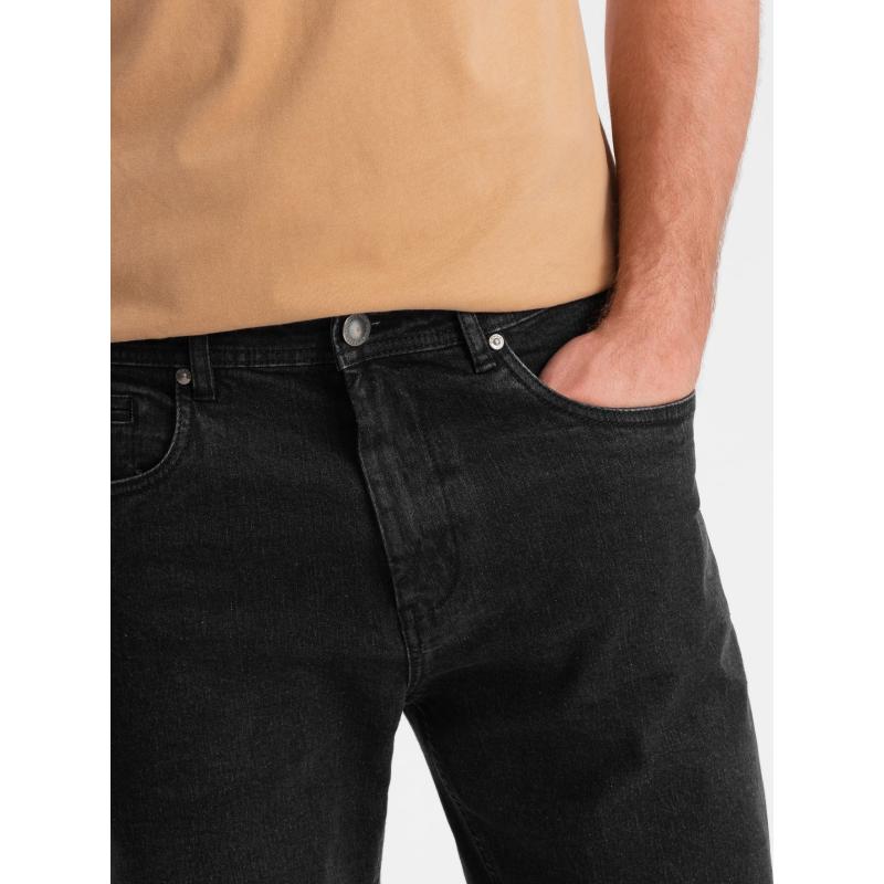 Pánské džínové kraťasy s ohrnutými nohavicemi - černé V4 OM-SRDS-0134