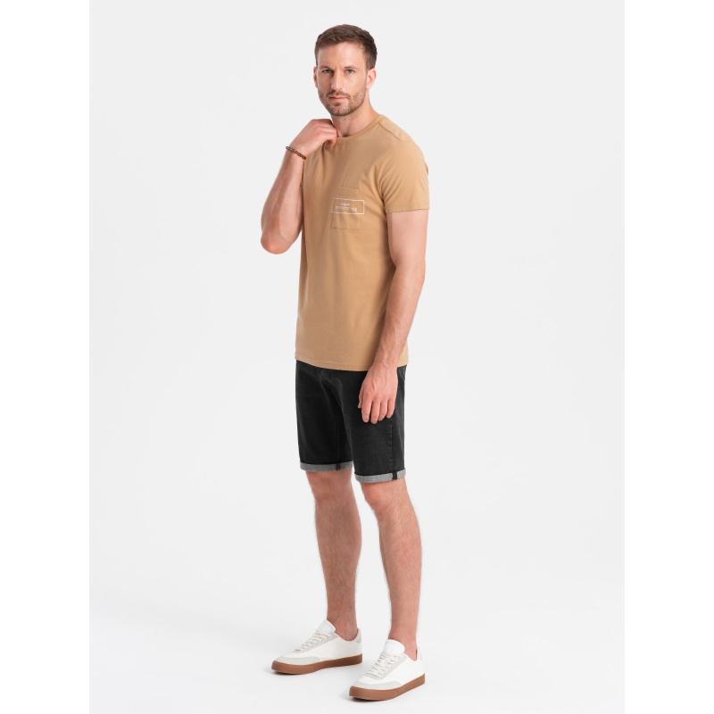 Pánské džínové kraťasy s ohrnutými nohavicemi - černé V4 OM-SRDS-0134