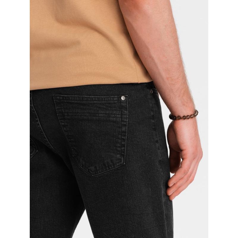 Pánské džínové kraťasy s ohrnutými nohavicemi - černé V4 OM-SRDS-0134