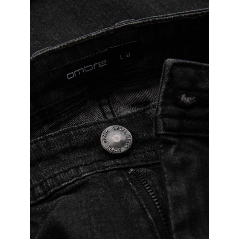 Pánské džínové kraťasy s ohrnutými nohavicemi - černé V4 OM-SRDS-0134