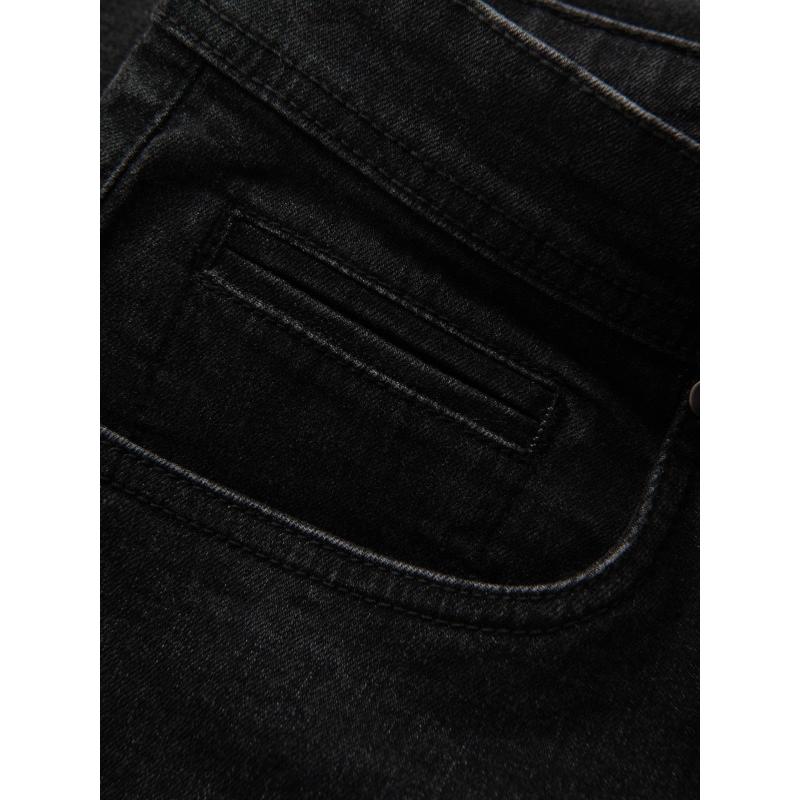 Pánské džínové kraťasy s ohrnutými nohavicemi - černé V4 OM-SRDS-0134