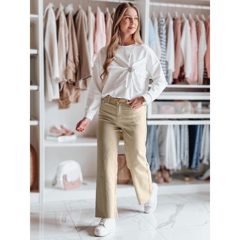 Női széles szárú farmernadrág LUXEFLOW bézs bézs színű