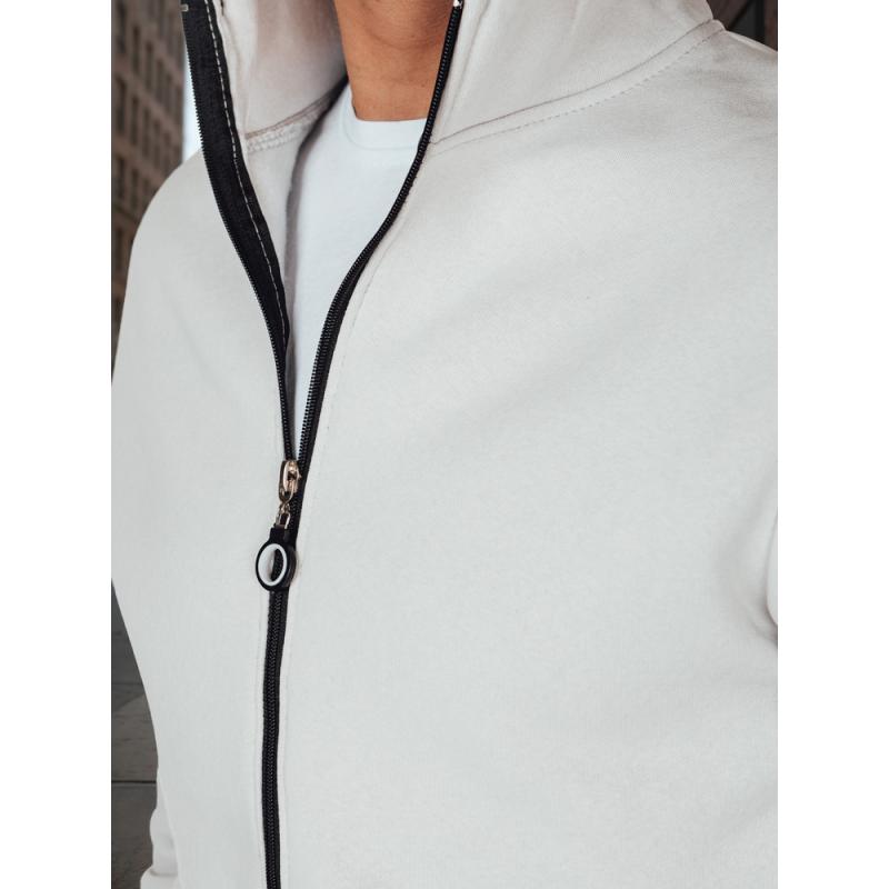 Férfi pulóver állógalléros, világosszürke