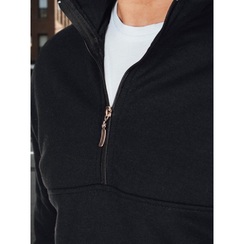 Férfi pulóver állógallérral, fekete