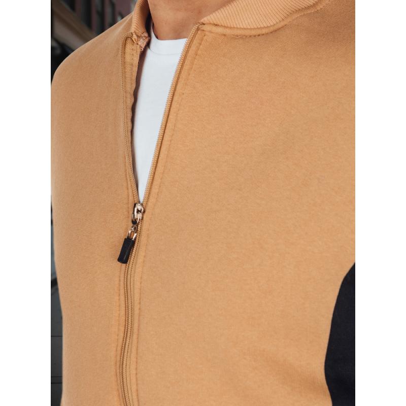 Férfi pulóver állógallérral, kamel