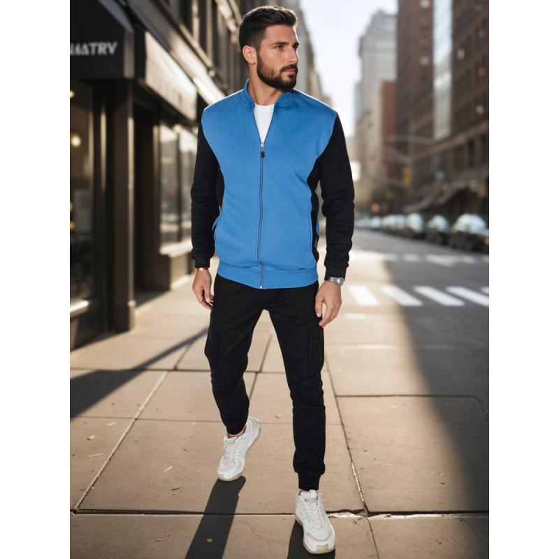 Férfi pulóver állógallérral, kék