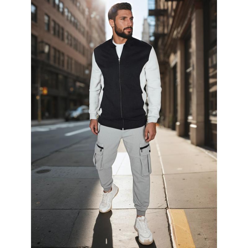 Férfi pulóver állógallérral, fekete