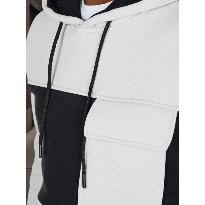 Férfi pulóver kapucnival, szürke