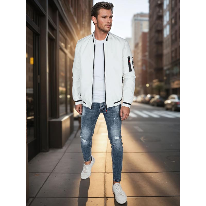Pánská přechodová bunda bomberka bílá