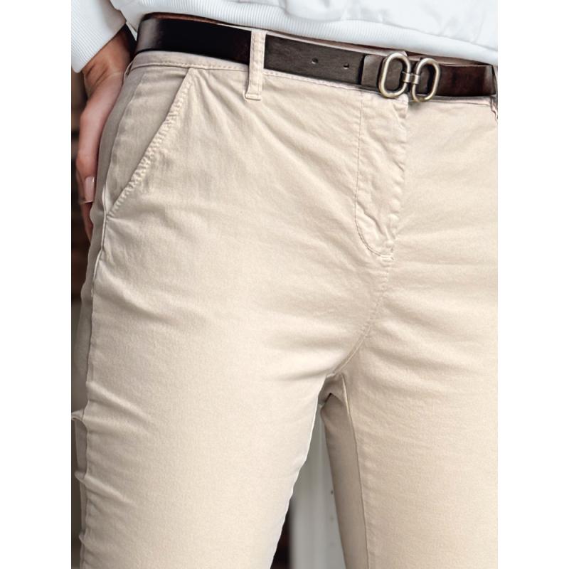 Női slim fit nadrág övvel LINESKA világos bézs