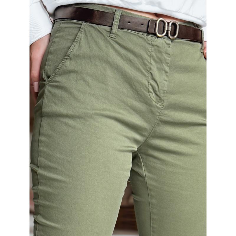 Dámské kalhoty slim fit s páskem LINESKA khaki