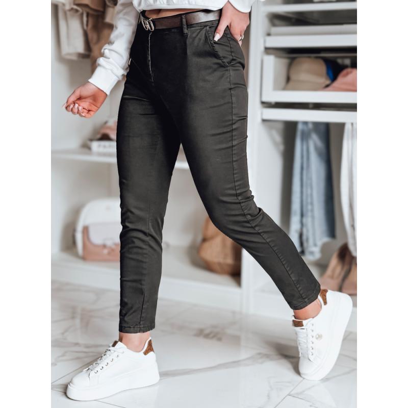 Dámske nohavice slim fit s opaskom LINESKA khaki