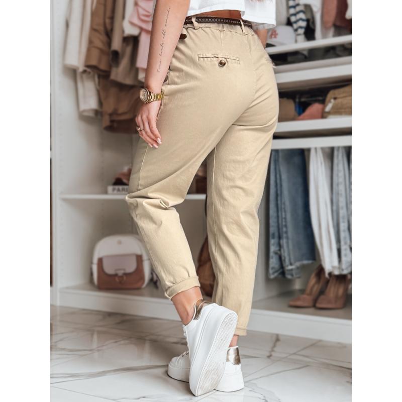 Dámské chino kalhoty s páskem RELCIX tmavě béžové