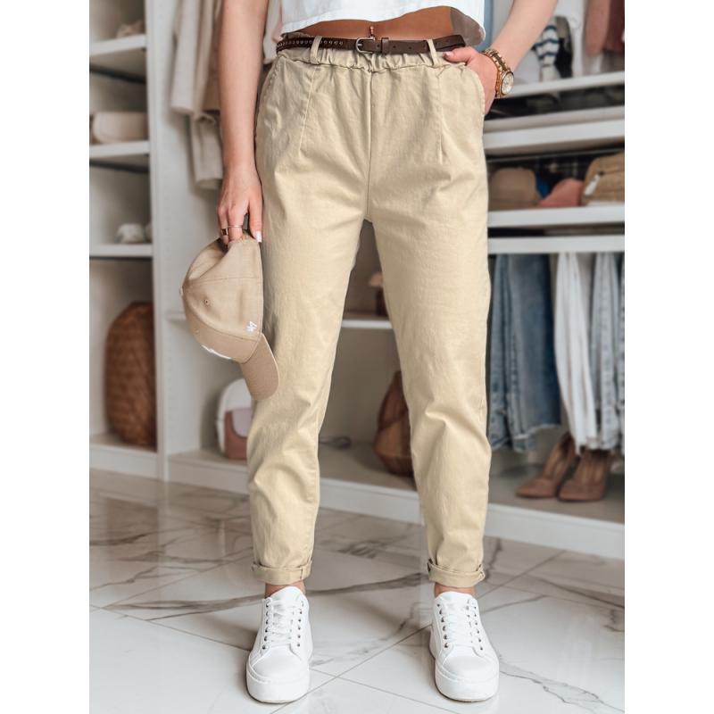 Dámské chino kalhoty s páskem RELCIX tmavě béžové