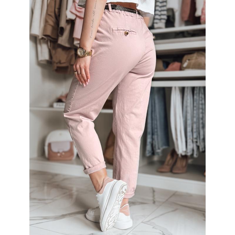 Dámské chino kalhoty s páskem RELCIX růžové