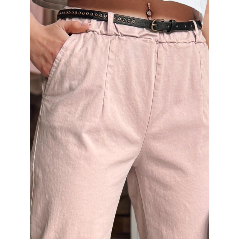 Dámské chino kalhoty s páskem RELCIX růžové