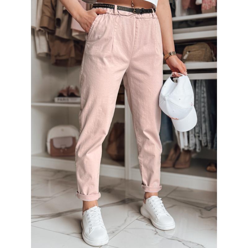 Dámské chino kalhoty s páskem RELCIX růžové