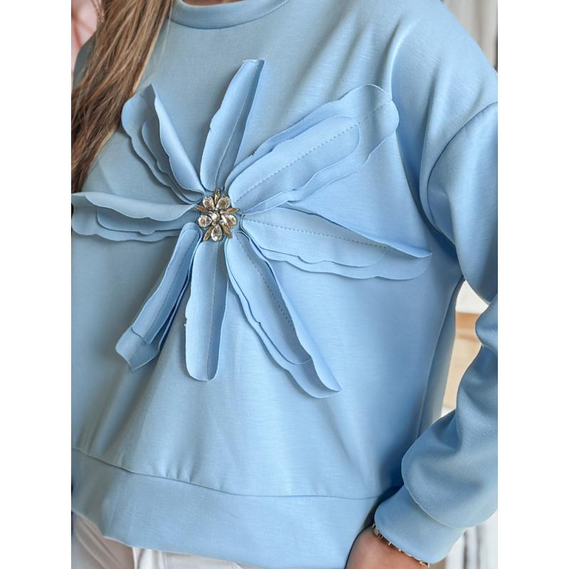 Túlméretes blúz virággal PETITKA kék