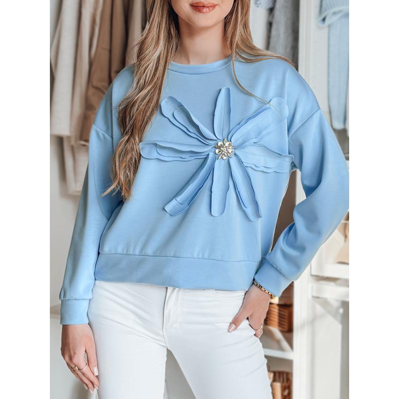 Túlméretes blúz virággal PETITKA kék