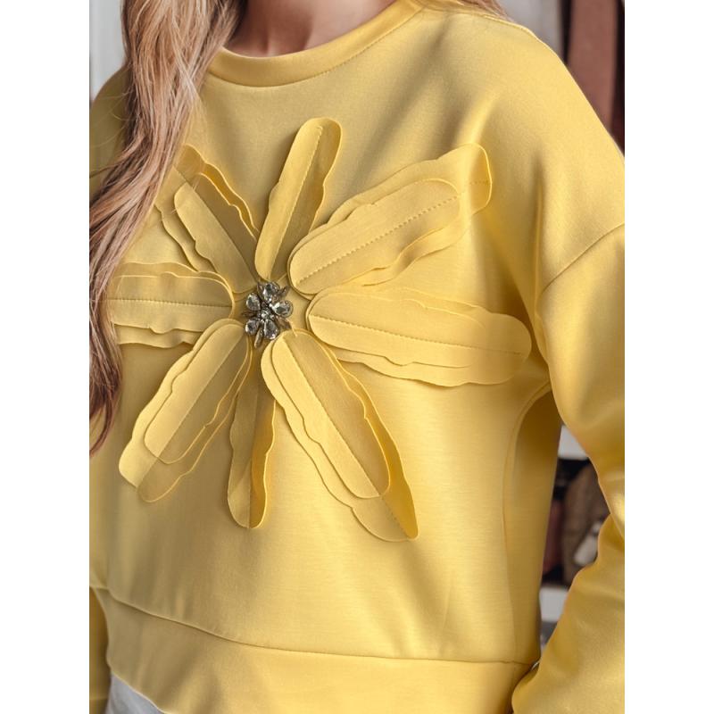 Dámská halenka oversize s květinou PETITKA žlutá