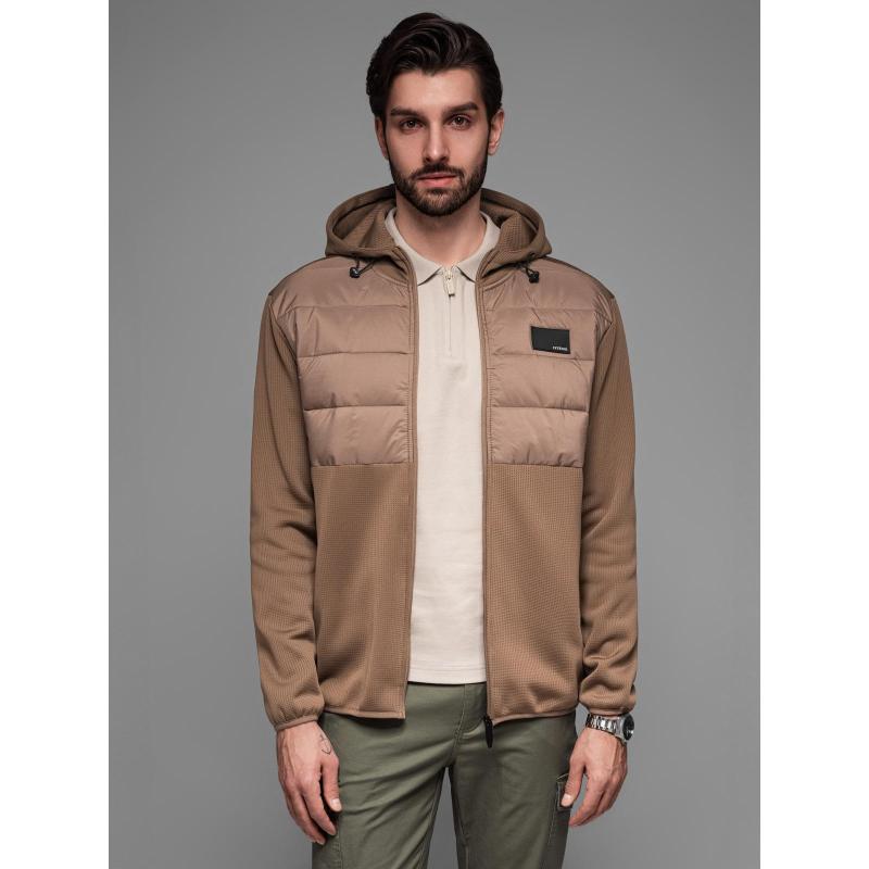 Férfi könnyű, színes fleece sportkabát - barna és sötétkék V1 OM-JANP-0194