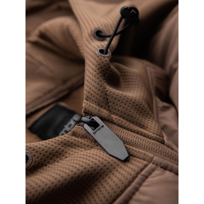 Férfi könnyű, színes fleece sportkabát - barna és sötétkék V1 OM-JANP-0194