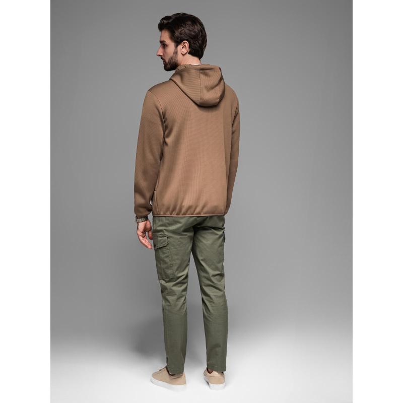 Férfi könnyű, színes fleece sportkabát - barna és sötétkék V1 OM-JANP-0194