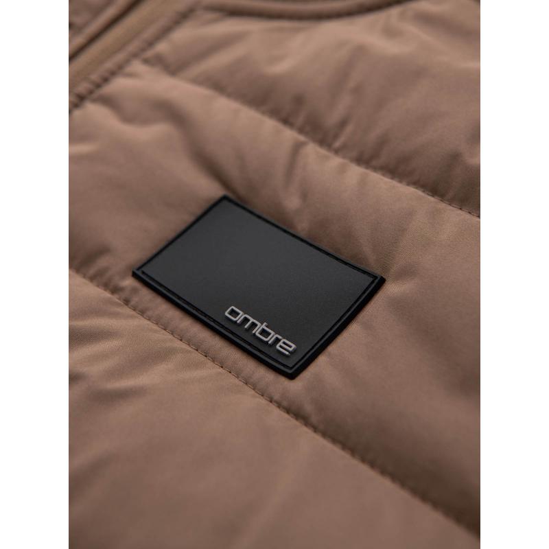 Férfi könnyű, színes fleece sportkabát - barna és sötétkék V1 OM-JANP-0194