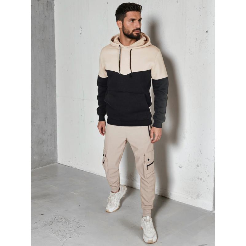 Pánska mikina basic s kapucňou béžová