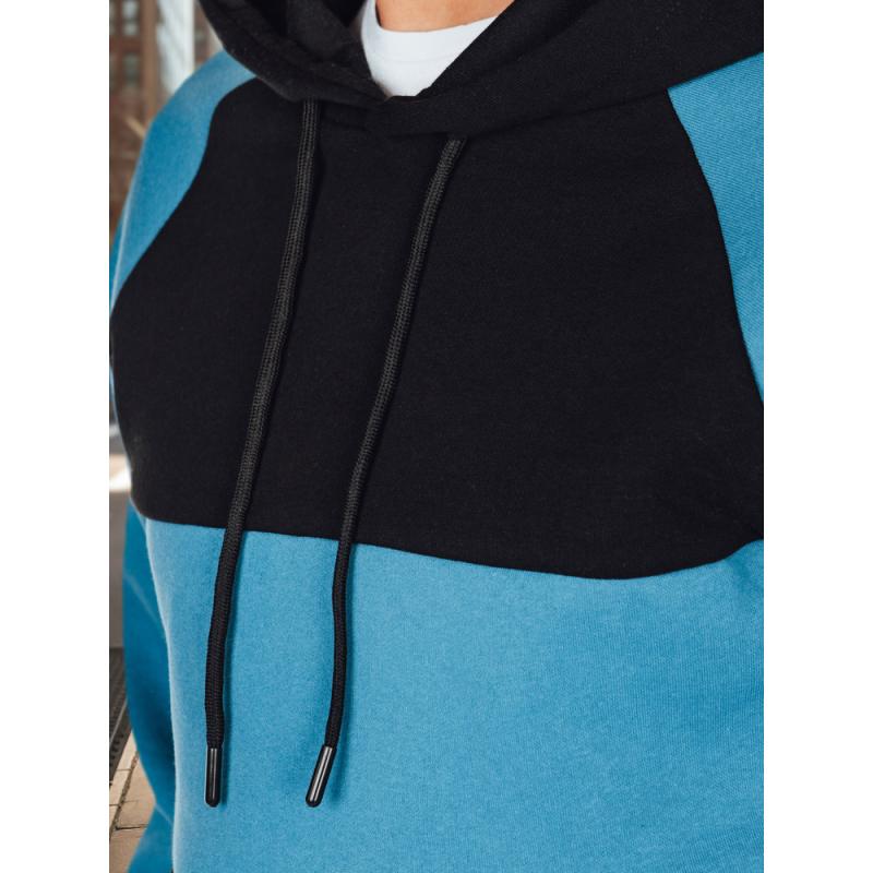 Pánska mikina basic s kapucňou v čierno-námorných pruhoch