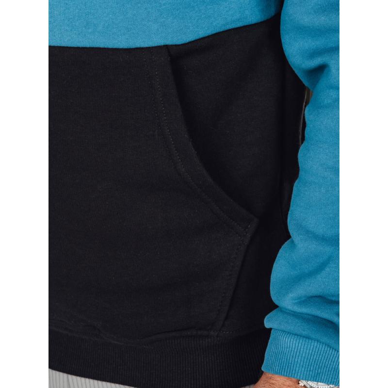 Pánska mikina basic s kapucňou v čierno-námorných pruhoch