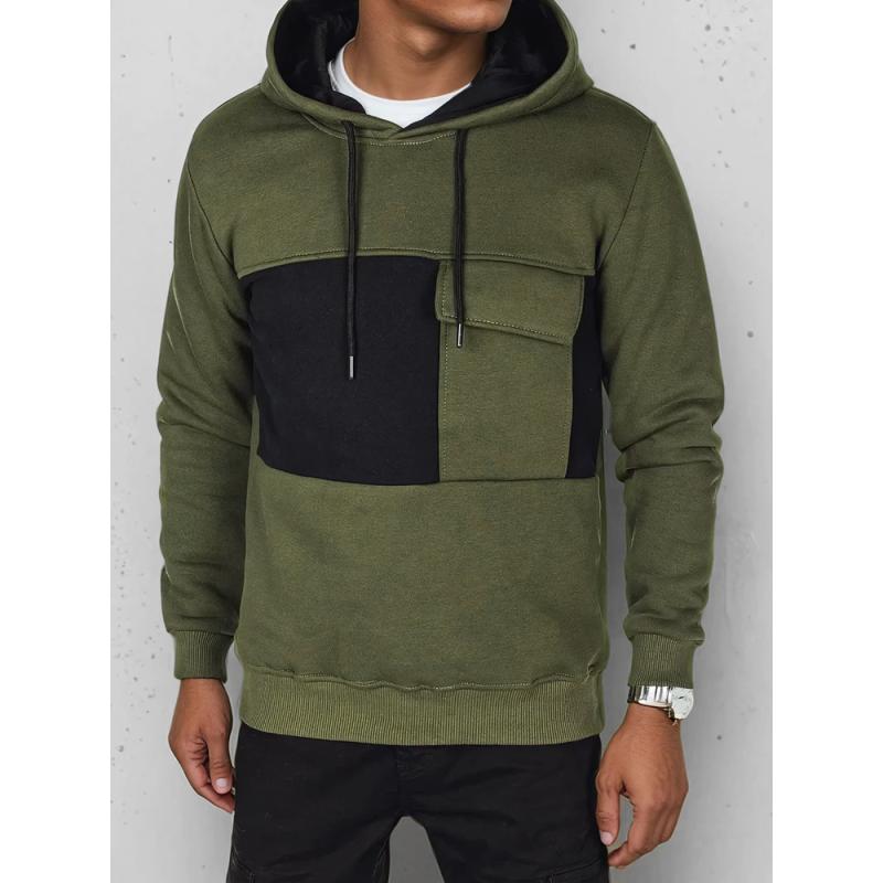 Férfi kapucnis pulóver, khaki