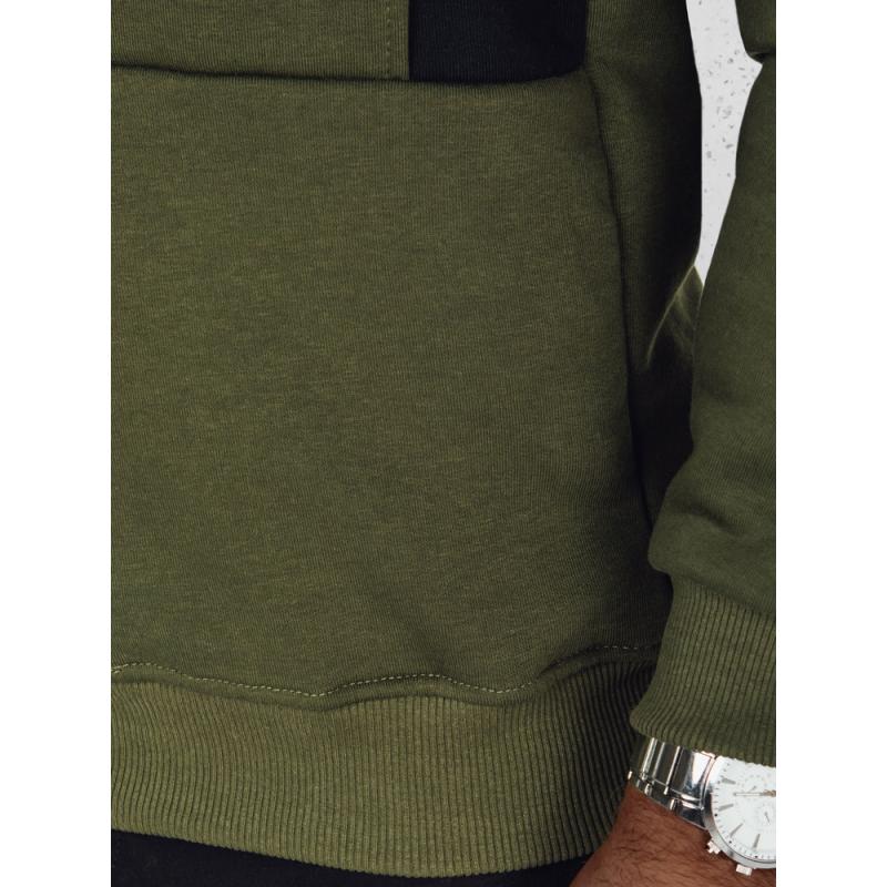 Férfi kapucnis pulóver, khaki