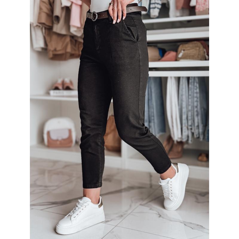 Dámske nohavice slim fit s opaskom TAIRONIK čierne
